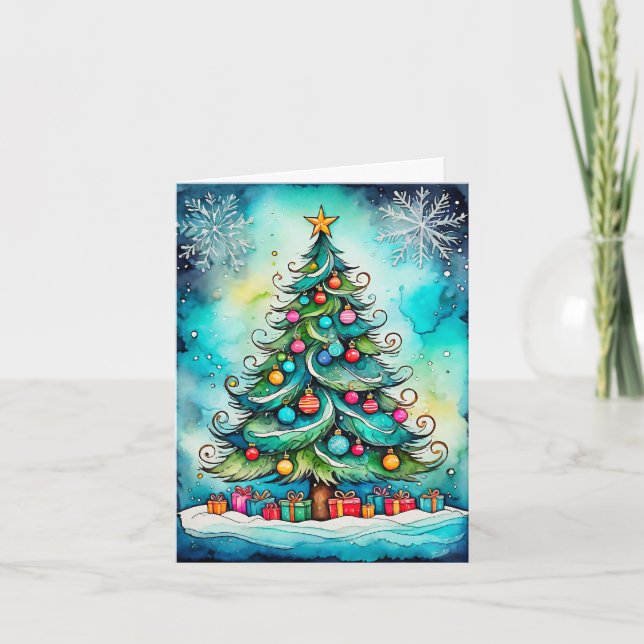 Cartes Pour Fêtes Annuelles Merry Christmas Tree - Happy Holidays (Devant)