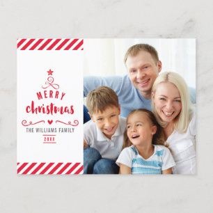 Cartes Pour Fêtes Annuelles MERRY CHRISTMAS TREE typographie famille photo rou