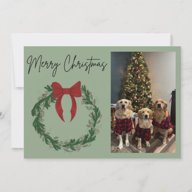 Cartes Pour Fêtes Annuelles Merry Christmas Wreath Photo Card (Devant)