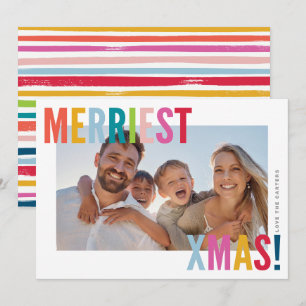 Cartes Pour Fêtes Annuelles MERRY et BRIGHT PHOTO famille moderne coloré