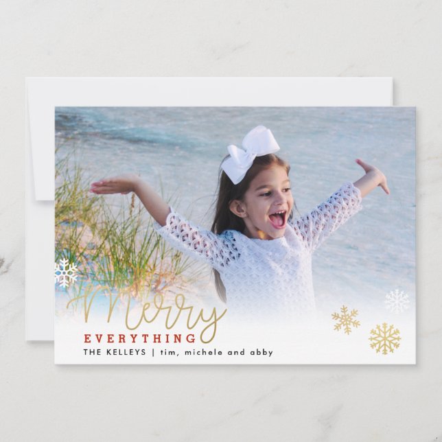 Cartes Pour Fêtes Annuelles Merry Everything Gold Photo horizontale (Devant)
