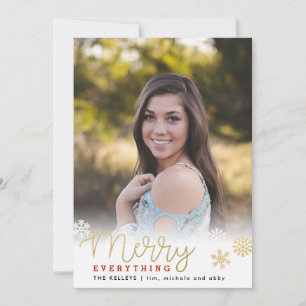 Cartes Pour Fêtes Annuelles Merry Everything Gold Vertical Photo Holiday Card