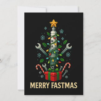 Cartes Pour Fêtes Annuelles Merry Fastmas Spark Plug Christmas Tree Mechanic