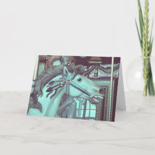 Cartes Pour Fêtes Annuelles Merry-go-Round Horse Faux Photographie Vintage