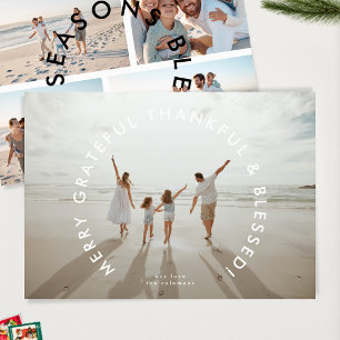 Cartes Pour Fêtes Annuelles MERRY GRATEFUL MERCI & BLESSEE Flat 5 photo