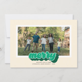 Cartes Pour Fêtes Annuelles Merry Green Retro Script Christmas Photo