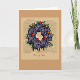 Cartes Pour Fêtes Annuelles Merry hens wreath voeux de Noël