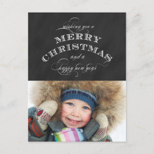 CARTES POUR FÊTES ANNUELLES MERRY HOLIDAY PHOTO POSTCARD   CHALKBOARD