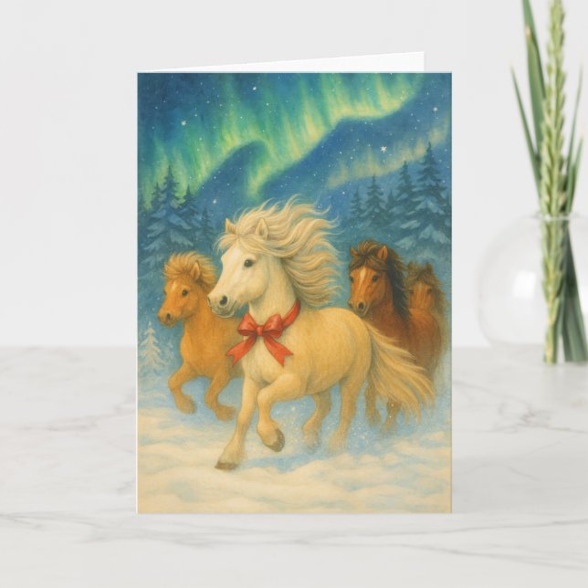 Cartes Pour Fêtes Annuelles Merry Icelandic Horses - Holiday Card (Devant)