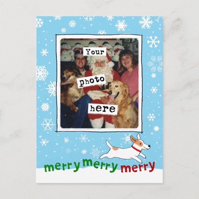 Cartes Pour Fêtes Annuelles Merry Jack Russell | Chien mignon Noël Votre photo (Devant)