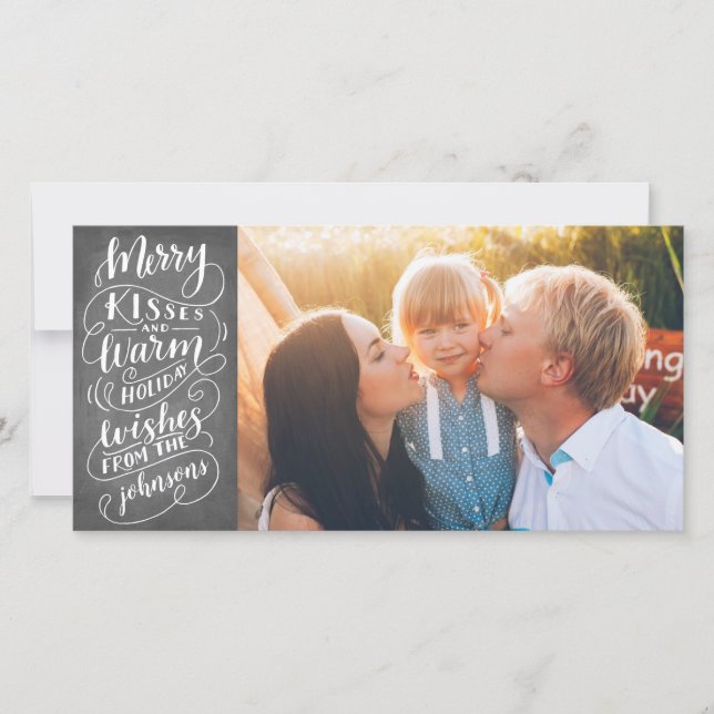 Cartes Pour Fêtes Annuelles Merry Kisses Vacances Typographie Photo (Devant)