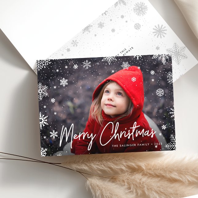 Cartes Pour Fêtes Annuelles Merry Magic | Superposition du flocon de neige (Créateur téléchargé)