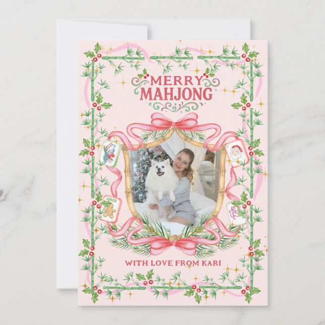 Cartes Pour Fêtes Annuelles Merry Mahjong Photo Holiday Card (Devant)