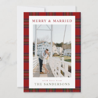 Cartes Pour Fêtes Annuelles Merry & Married Classic Tartan Holiday Card