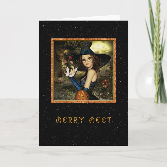 Cartes Pour Fêtes Annuelles Merry Meet - Jote Witch Star Sky (Devant)
