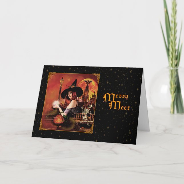Cartes Pour Fêtes Annuelles Merry Meet - Sorcière Magickal Night (Devant)