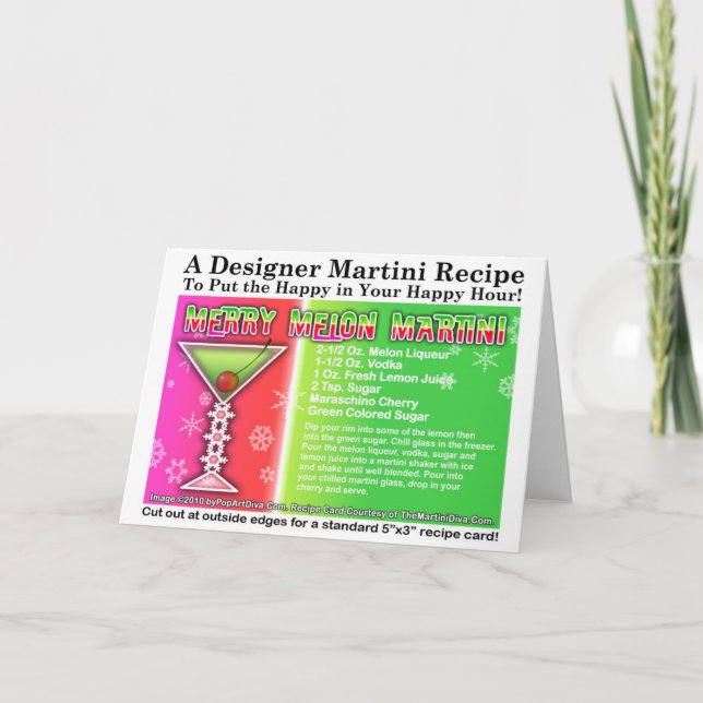Cartes Pour Fêtes Annuelles Merry Melon Christmas Martini Recipe Greeting Card (Devant)