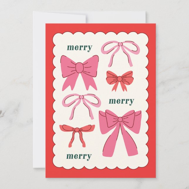 Cartes Pour Fêtes Annuelles Merry Merry Merry & Bows (Devant)