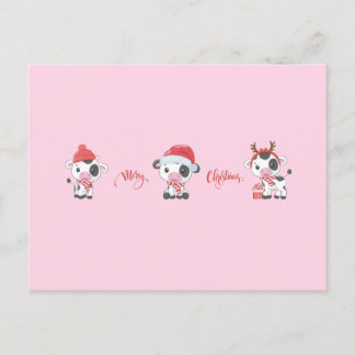 Cartes Pour Fêtes Annuelles Merry Moos (Baby Cows) Christmas