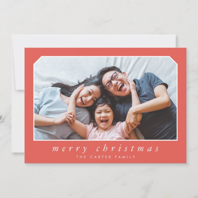 Cartes Pour Fêtes Annuelles MERRY NOËL vacances simple italique encadré rouge (Devant)