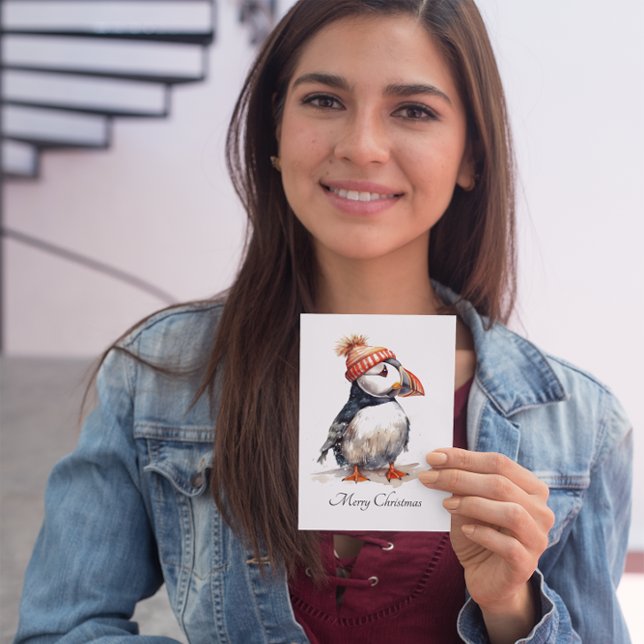 Cartes Pour Fêtes Annuelles Merry Puffin, personnalisé (Créateur téléchargé)
