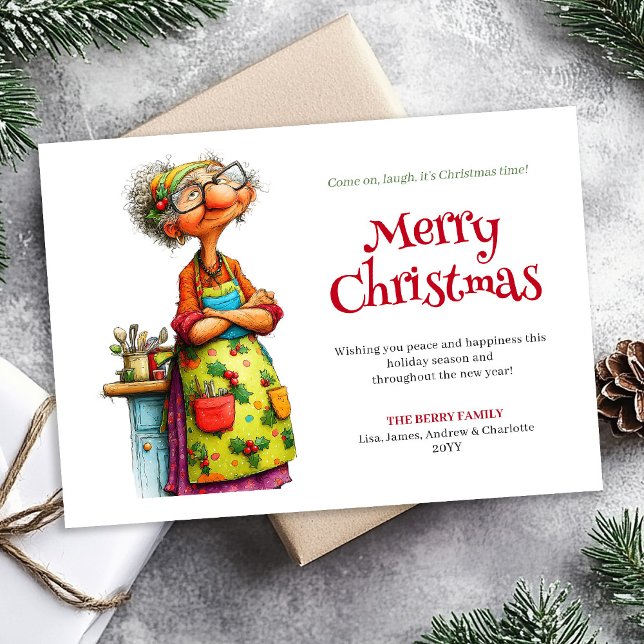Cartes Pour Fêtes Annuelles Merry Quirky Woman Editable Digital Greeting (Merry Quirky Woman Editable Digital Greeting)