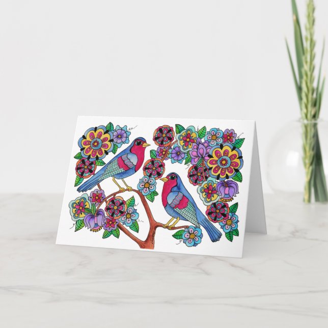 Cartes Pour Fêtes Annuelles Merry Robins (Devant)