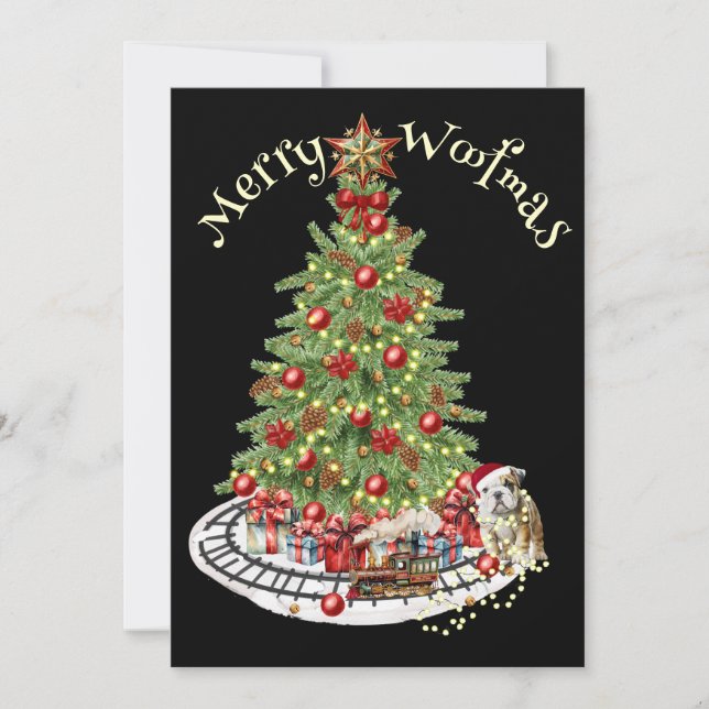 Cartes Pour Fêtes Annuelles Merry Woofmas Chien Conception - Chien de taureau  (Devant)