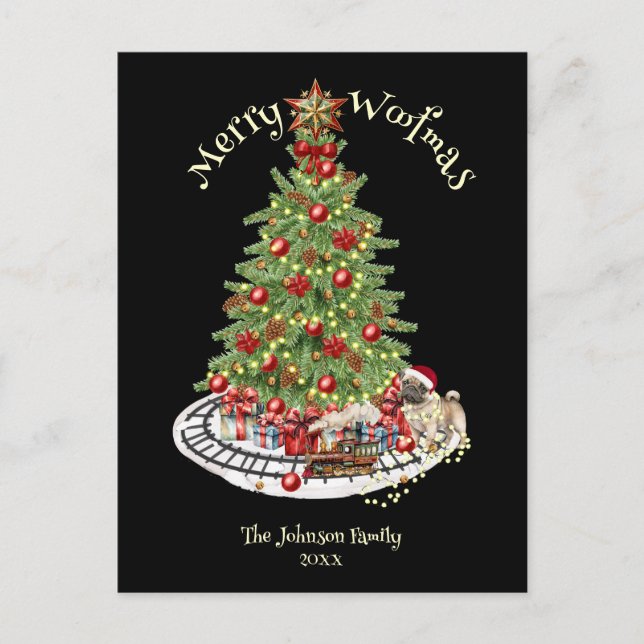 Cartes Pour Fêtes Annuelles Merry Woofmas Chien Design - Carlin (Devant)