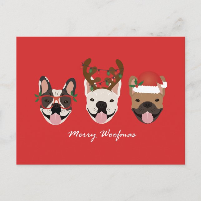 Cartes Pour Fêtes Annuelles Merry Woofmas Têtes de Noël (Devant)
