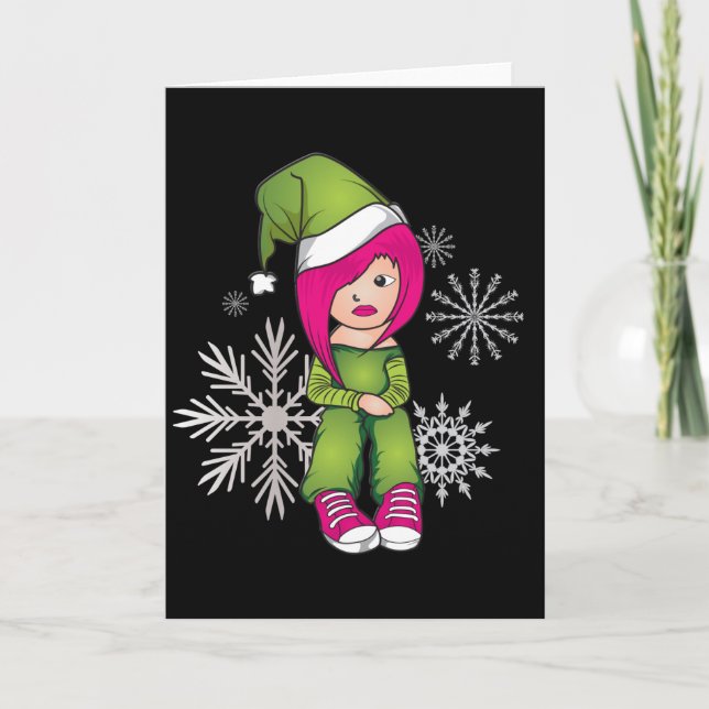 Cartes Pour Fêtes Annuelles Merveille de Noël d'Emo Girl (Devant)