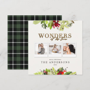 Cartes Pour Fêtes Annuelles Merveilles de son amour 3 photo plaid feuille or