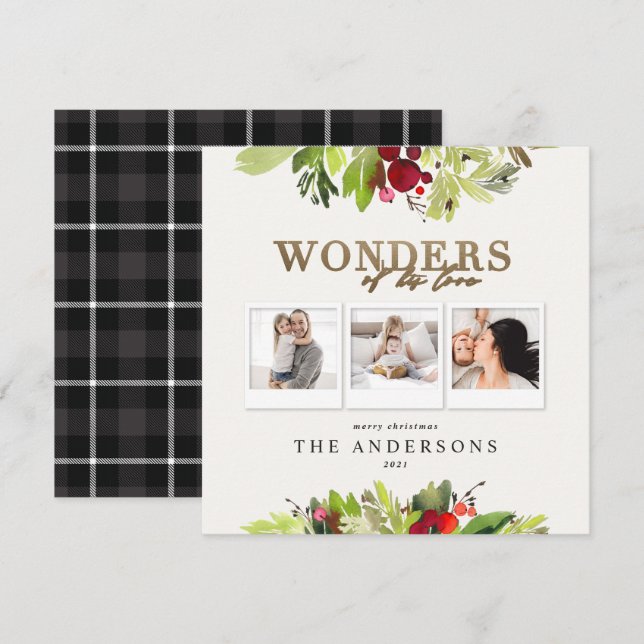 Cartes Pour Fêtes Annuelles Merveilles de son amour multi photo plaid feuille  (Devant / Derrière)