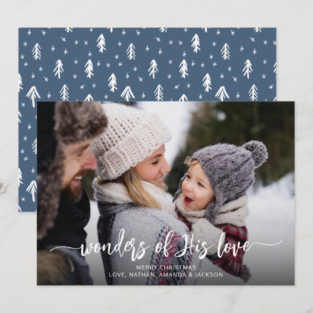 Cartes Pour Fêtes Annuelles Merveilles de Son amour Noël chrétien (Devant / Derrière)