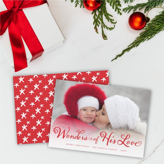 Cartes Pour Fêtes Annuelles Merveilles de son amour Photo de Noël religieuse (Créateur téléchargé)