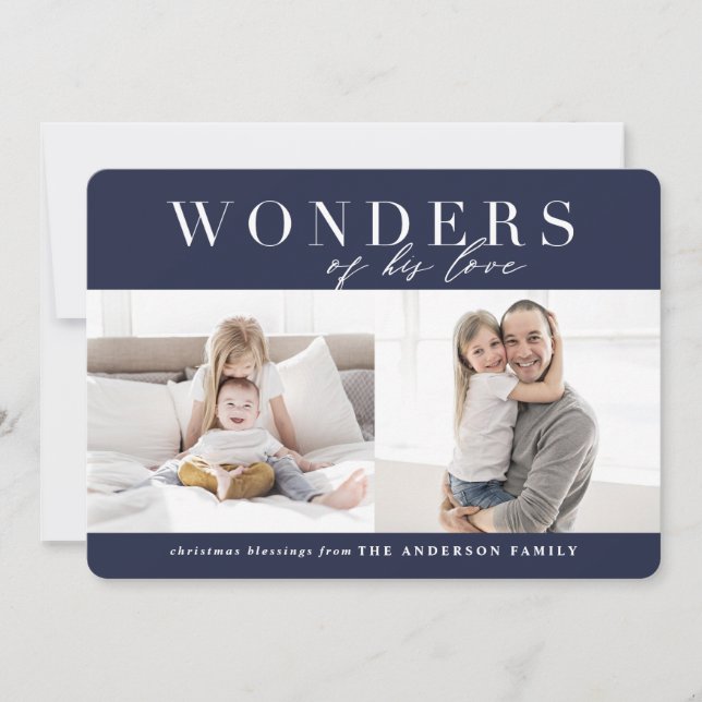 Cartes Pour Fêtes Annuelles Merveilles de son amour religieux multiphoto Noël (Devant)