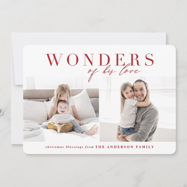 Cartes Pour Fêtes Annuelles Merveilles de son amour religieux multiphoto Noël (Devant)