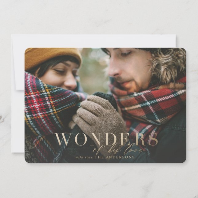 Cartes Pour Fêtes Annuelles Merveilles son amour plaid photo vacances or (Devant)