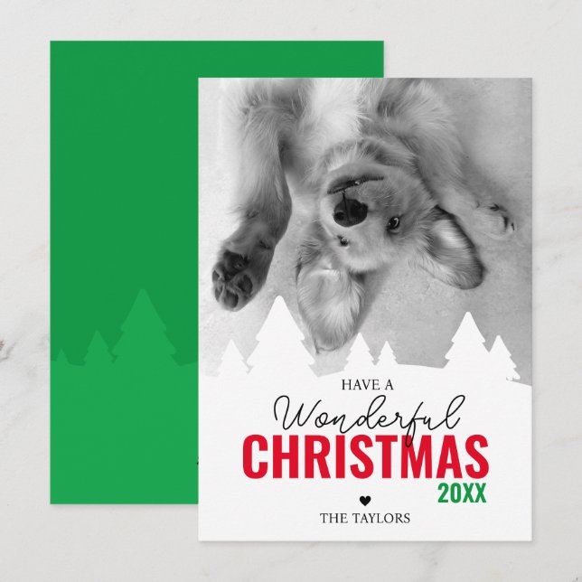 Cartes Pour Fêtes Annuelles Merveilleuse photo rouge de Noël (Devant / Derrière)