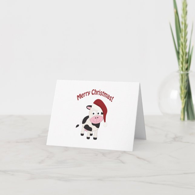 Cartes Pour Fêtes Annuelles Merveilleuse vache de Noël (Devant)