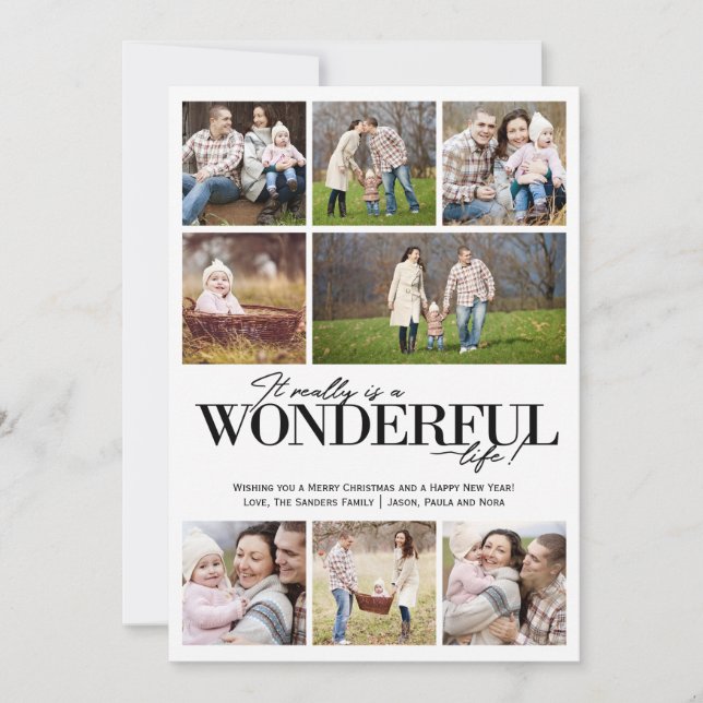 Cartes Pour Fêtes Annuelles Merveilleuse Vie 8 PH Lettres noires | (Devant)