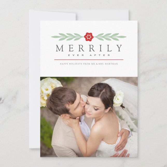 Cartes Pour Fêtes Annuelles Merveilleux Jamais Après Moderne Simple Floral New (Devant)
