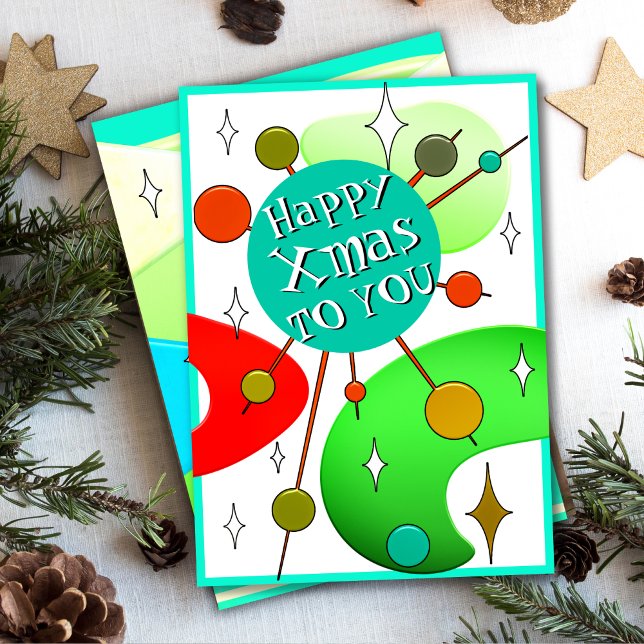 Cartes Pour Fêtes Annuelles Merveilleux Noël Rétro Mi-siècle (Créateur téléchargé)