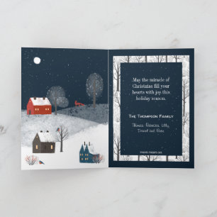 Cartes Pour Fêtes Annuelles Merveilleux Paysage d'Hiver Rustique avec Faune