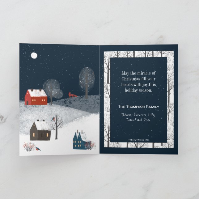 Cartes Pour Fêtes Annuelles Merveilleux Paysage d'Hiver Rustique avec la Faune (Intérieur)