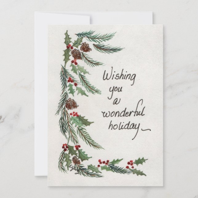 Cartes Pour Fêtes Annuelles Merveilleux Salutation de vacances Verdure Frontiè (Devant)