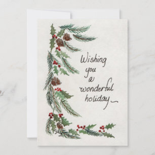Cartes Pour Fêtes Annuelles Merveilleux Salutation de vacances Verdure Frontiè