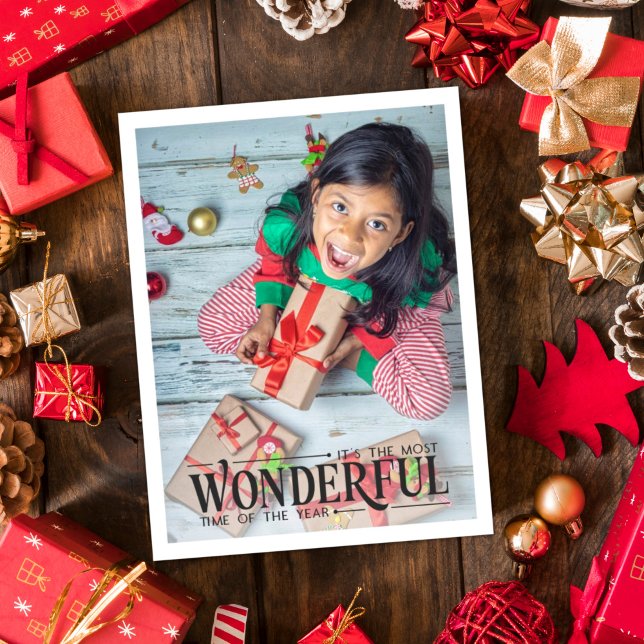 Cartes Pour Fêtes Annuelles Merveilleux temps enfant photo fun Noël (Créateur téléchargé)