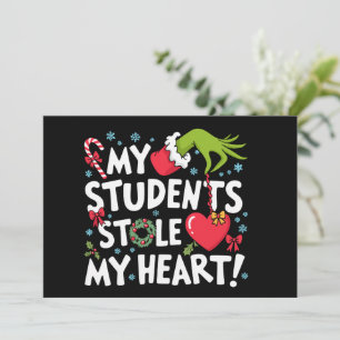 Cartes Pour Fêtes Annuelles Mes élèves ont volé mon cœur Noël Xmas Enseignant