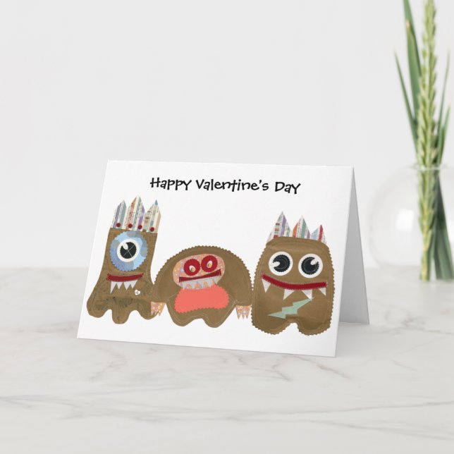 Cartes Pour Fêtes Annuelles Mes monstres, Bonne Saint Valentin (Devant)